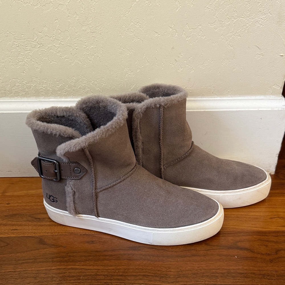 UGG Aika Grey Fur-Lined Boots